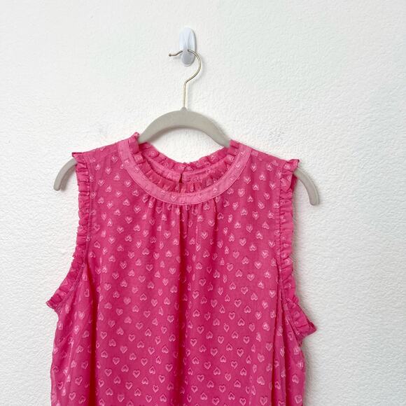 [Torrid] Azalea Pink Heart Clip Dot Print Mock Neck Sleeveless Blouse Size 0X - Picture 5 of 12